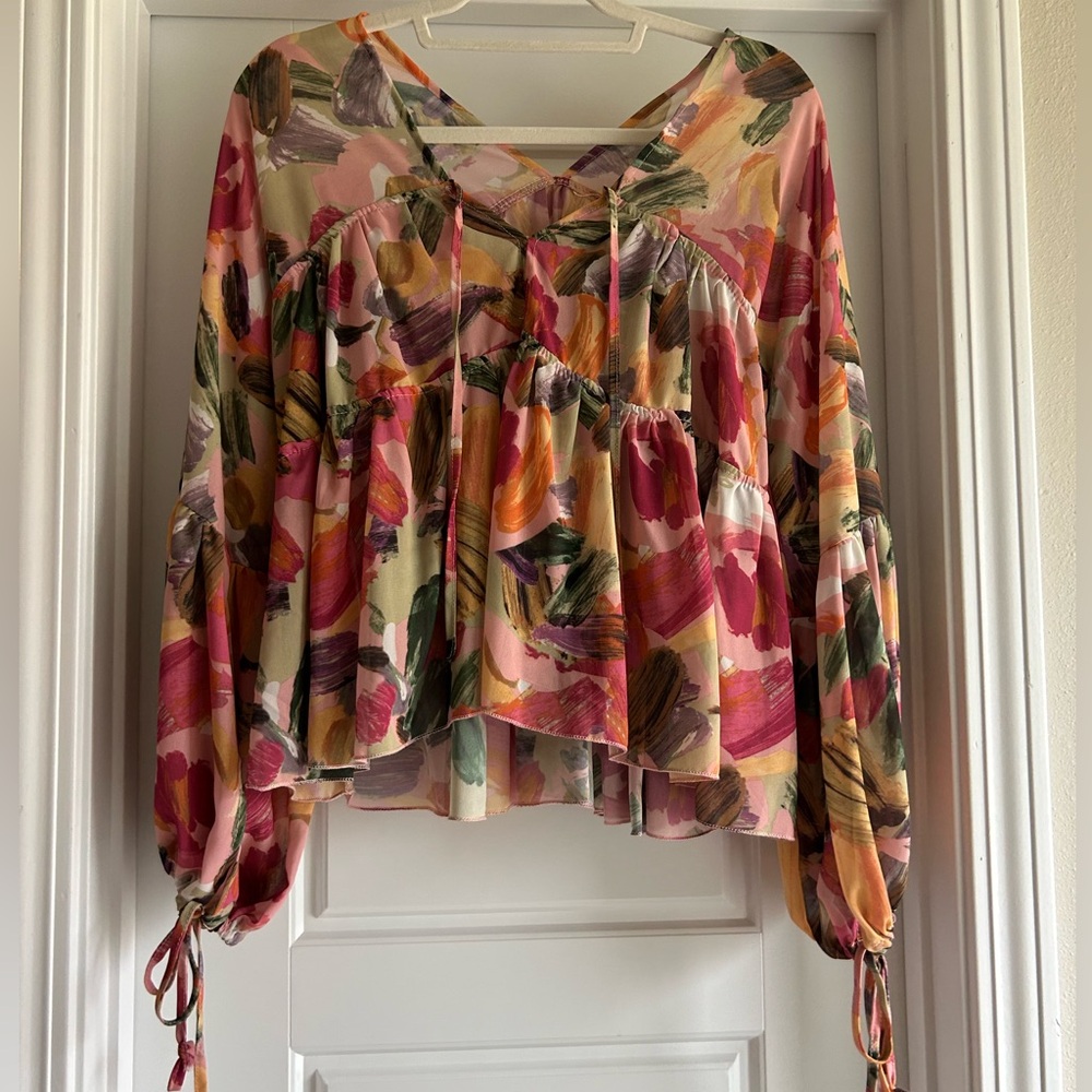 Floral V-Neck Women's Top